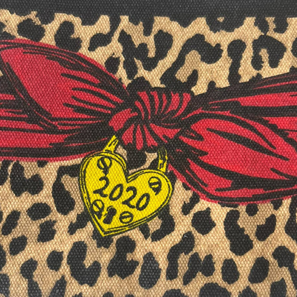 Brighton Red Heart Leopard Print Canvas Pouch Zippered Top Closure Purse Bag - Picture 4 of 4